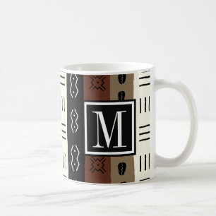 Earthy Mudprint Stripes Pattern Monogram Coffee Mug