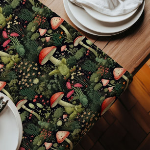 Earthy Mushroom Table Runner Vintage Charm