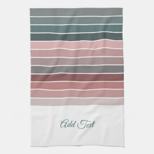 Earthy Muted Trendy Colour Stripes Tea Towel