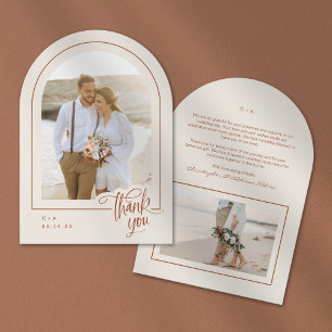 Earthy Neutral 2 Photo Wedding Thank You Card