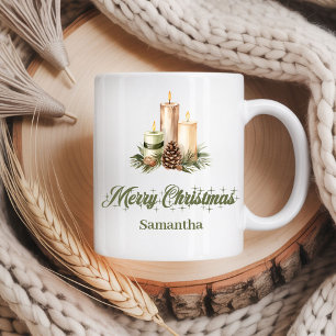 Earthy Neutral Christmas Mug Personalized Gift