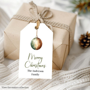 Earthy Neutral Minimalist Watercolor Rustic Xmas Gift Tags