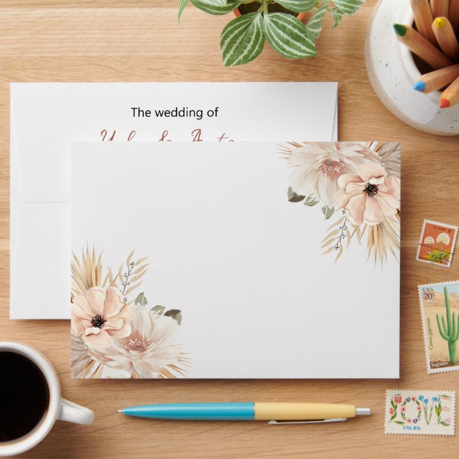 Earthy Neutral Oval Arch Botanical Outer Envelope (Desk)