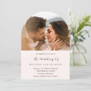 Earthy Neutral Photo Modern Wedding Invitation