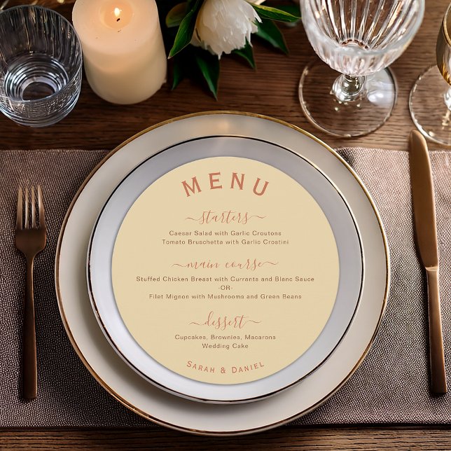 Earthy Neutrals Beige Brown Terracotta Wedding Menu (Creator Uploaded)