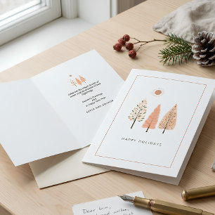 Earthy Nordic Pine Line Art Modern Minimalist Boho Holiday Card