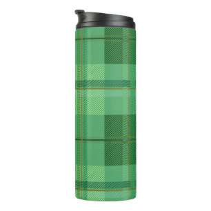 Earthy Olive Gold Plaid Aesthetic Thermal Tumbler