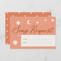 Earthy orange boho stars detail song request card