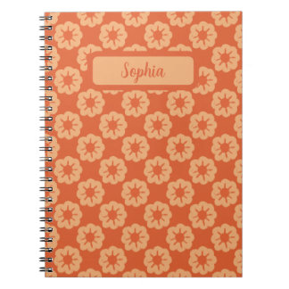 Earthy Orange Hand Drawn Floral Pattern Notebook