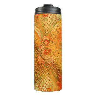 Earthy Orange Tones Paisley Thermal Tumbler