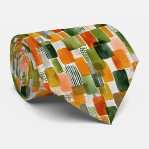 Earthy Organic Shapes in Warm Tones Tie