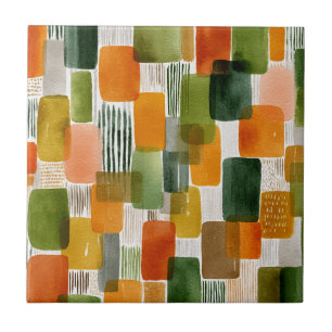 Earthy Organic Shapes in Warm Tones Tile
