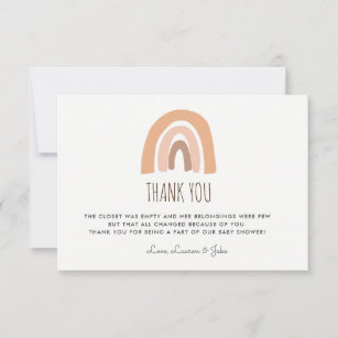 Earthy Pastel Rainbow Baby Shower Thank You Cards