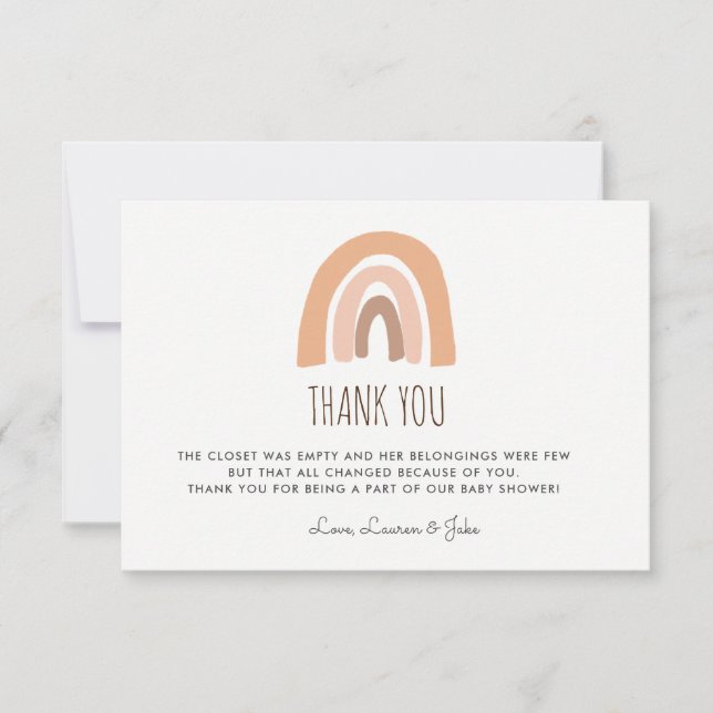 Earthy Pastel Rainbow Baby Shower Thank You Cards (Front)