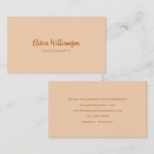 Earthy Peach Rust Script Name Minimal Creative Business Card
