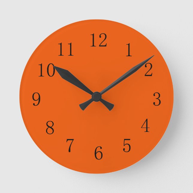 Earthy Persimmon Red Orange Earth Tone Wall Clock (Front)