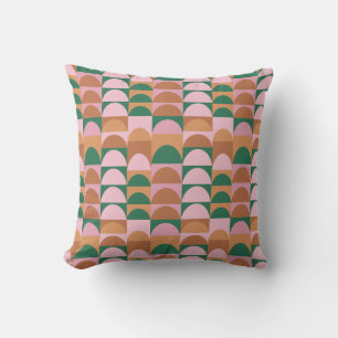 Earthy Pink and Green Geometric Shapes Pattern Cushion
