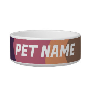Earthy Pink Stripes Customised Dog Pet Water Food Bowl