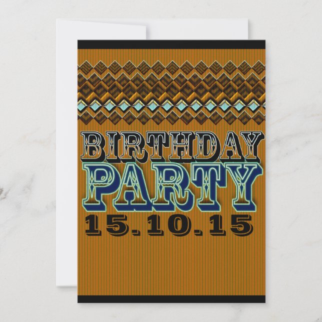 Earthy Pinstripes Vaudeville Birthday Party Invitation (Front)