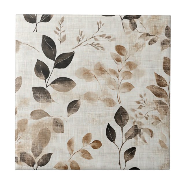 Earthy Pressed Leaves with Timeless Charm Tile (Front)