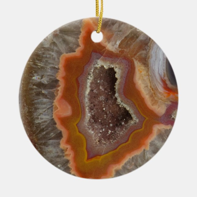 Earthy Quartz Crystal Druzy Ceramic Tree Decoration (Front)