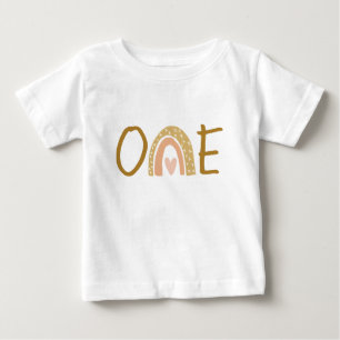 Earthy Rainbow 1st Birthday Girl Baby T-Shirt