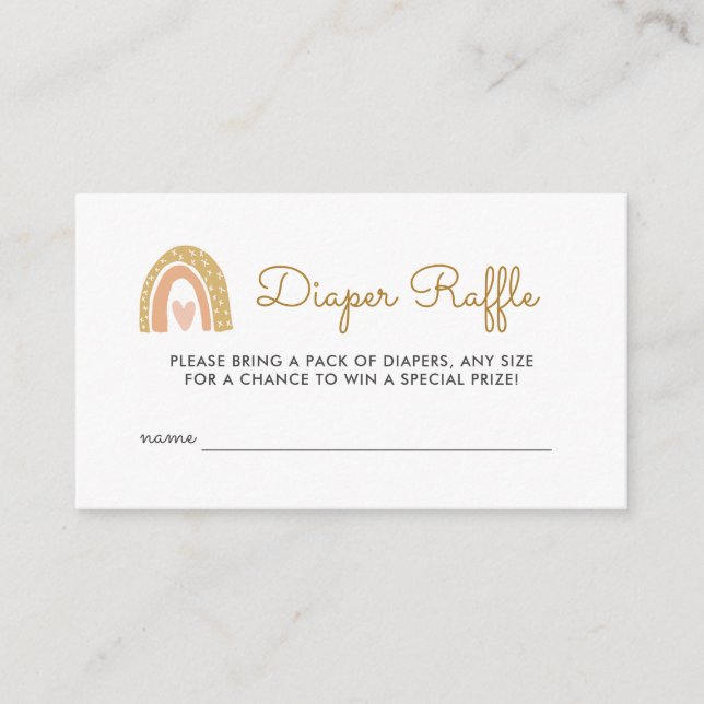 Earthy Rainbow Baby Shower Diaper Raffle Tickets Enclosure Card (Front)
