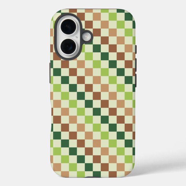 Earthy rainbow diagonal checkerboard pattern Case-Mate iPhone case (Back)