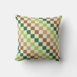 Earthy rainbow diagonal chequerboard pattern cushion