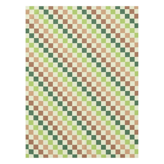 Earthy rainbow diagonal chequerboard pattern tablecloth (Front)