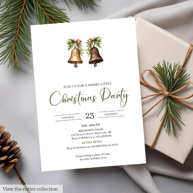 Earthy Red Green Watercolor Rustic Christmas Party Invitation (Earthy Red Green Watercolor Rustic Christmas Party

)