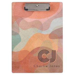 Earthy Retro Abstract Wavy Pattern Clipboard