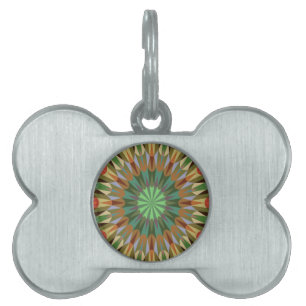 Earthy Retro Geometry Pet Name Tag
