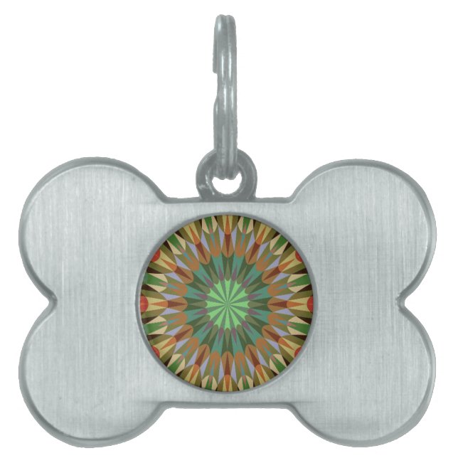 Earthy Retro Geometry Pet Name Tag (Front)