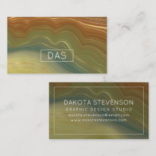 Earthy Retro Strata   Vintage Neutral Agate Custom Business Card