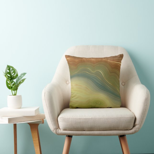 Earthy Retro Strata | Vintage Neutral Tone Agate Cushion (Chair)