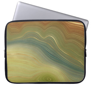 Earthy Retro Strata Vintage Neutral Tone Agate Laptop Sleeve