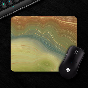 Earthy Retro Strata Vintage Neutral Tone Agate Mouse Mat