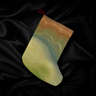 Earthy Retro Strata   Vintage Neutral Tone Agate Small Christmas Stocking