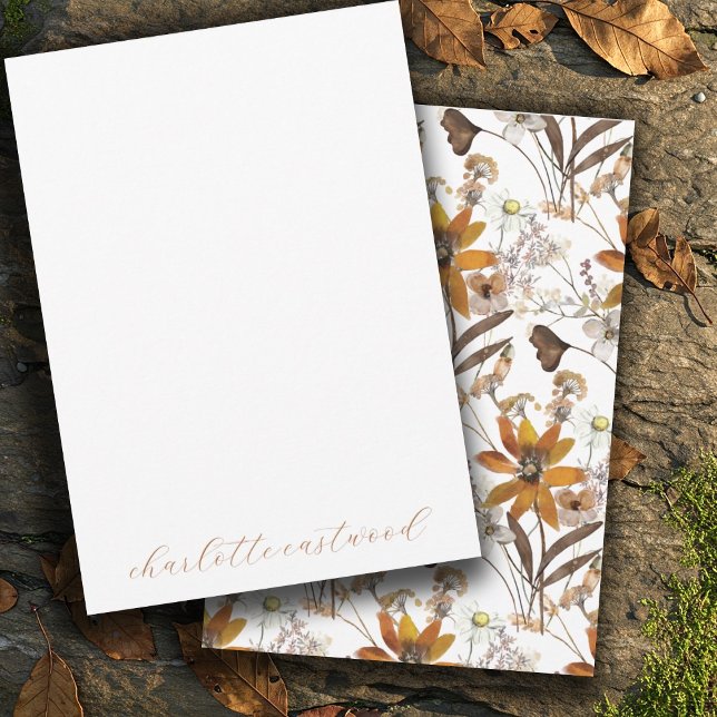 Earthy Rustic Gold Brown Autumn Wildflowers Card (Creator Uploaded)