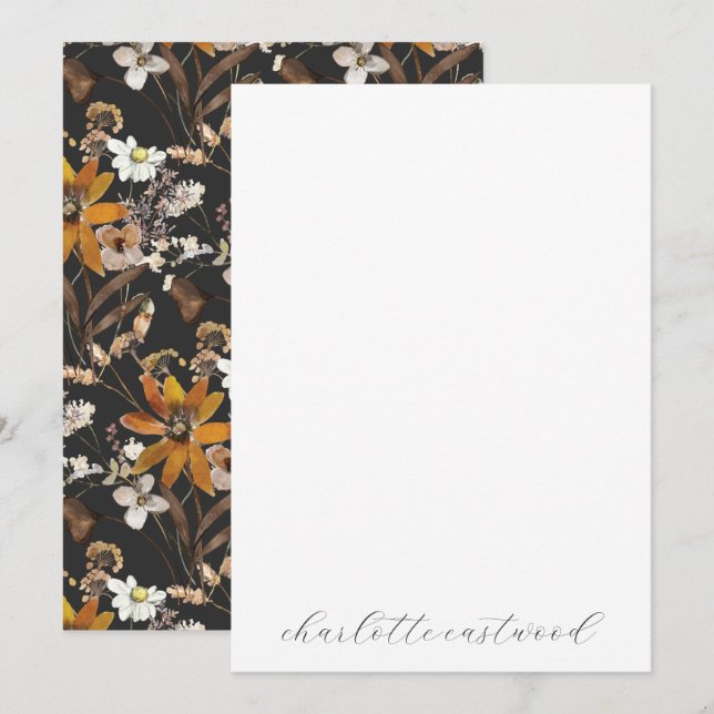 Earthy Rustic Gold Brown Autumn Wildflowers Card (Front/Back)