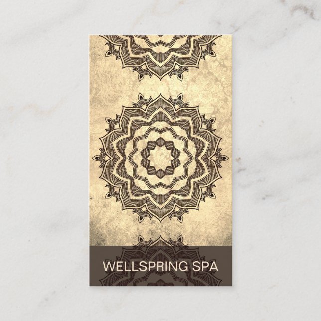 Earthy Rustic Mandala Universe Symbol Business Card (Front)