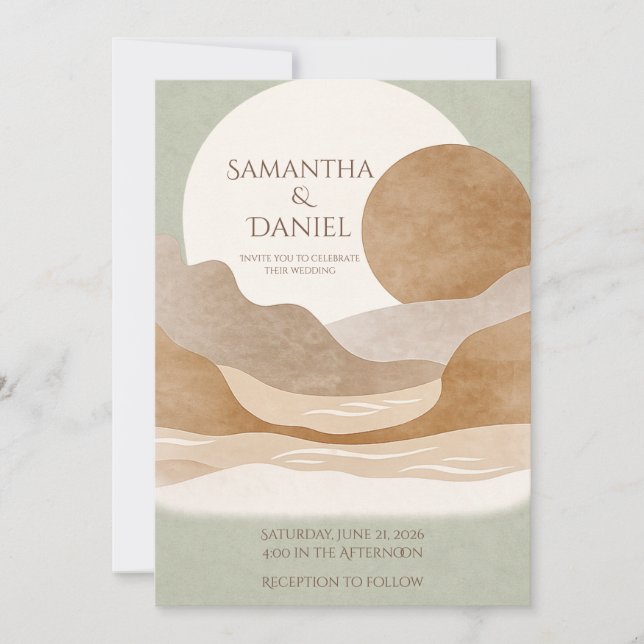 Earthy Sage Boho Wedding Invitation (Front)