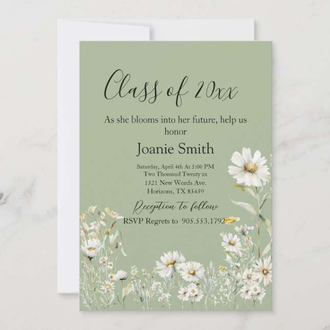 Earthy Sage & Botanical Greenery Graduation Invitation (Front)