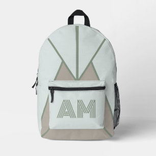 Earthy Sage Green Geometric Custom Backpack