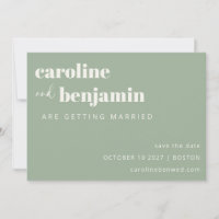 Earthy Sage Green Minimalist Modern Wedding Simple