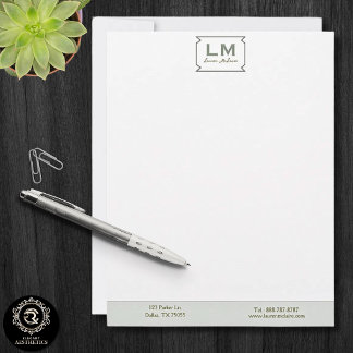 Earthy Sage Green Organic Modern Minimalist Custom Letterhead