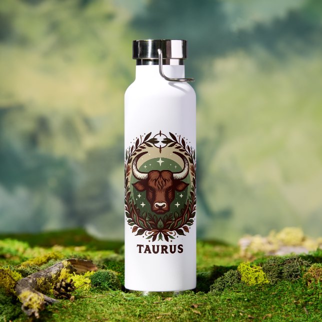 Earthy, Sensual Taurus Zodiac Star Sign Art Design Water Bottle (Outdoor)