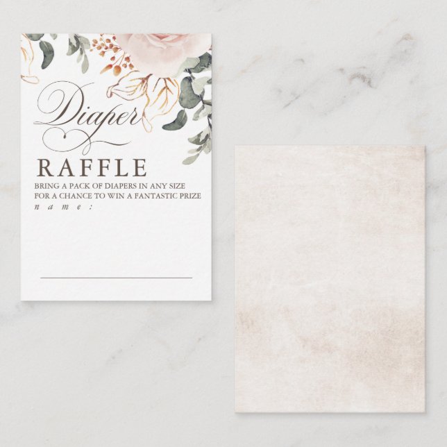 Earthy Shade Flowers Diaper Raffle Game Tickets Enclosure Card (Front/Back)