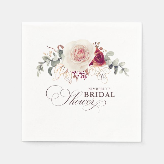 Earthy Shade Flowers Elegant Boho Any Party Napkin (Front)